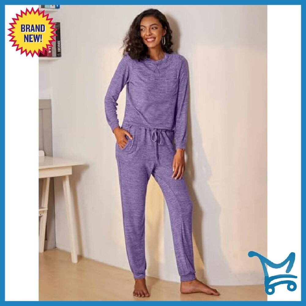 Soft Long Sleeve Pajama Set with Pockets Joggers Loungewear - Picture 3 of 8
